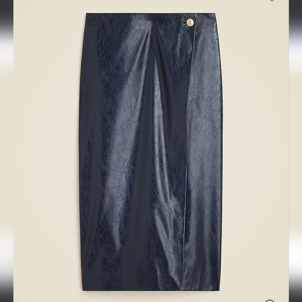 J Crew Collection wrap skirt in faux patent leather CF935 NWT Size 14